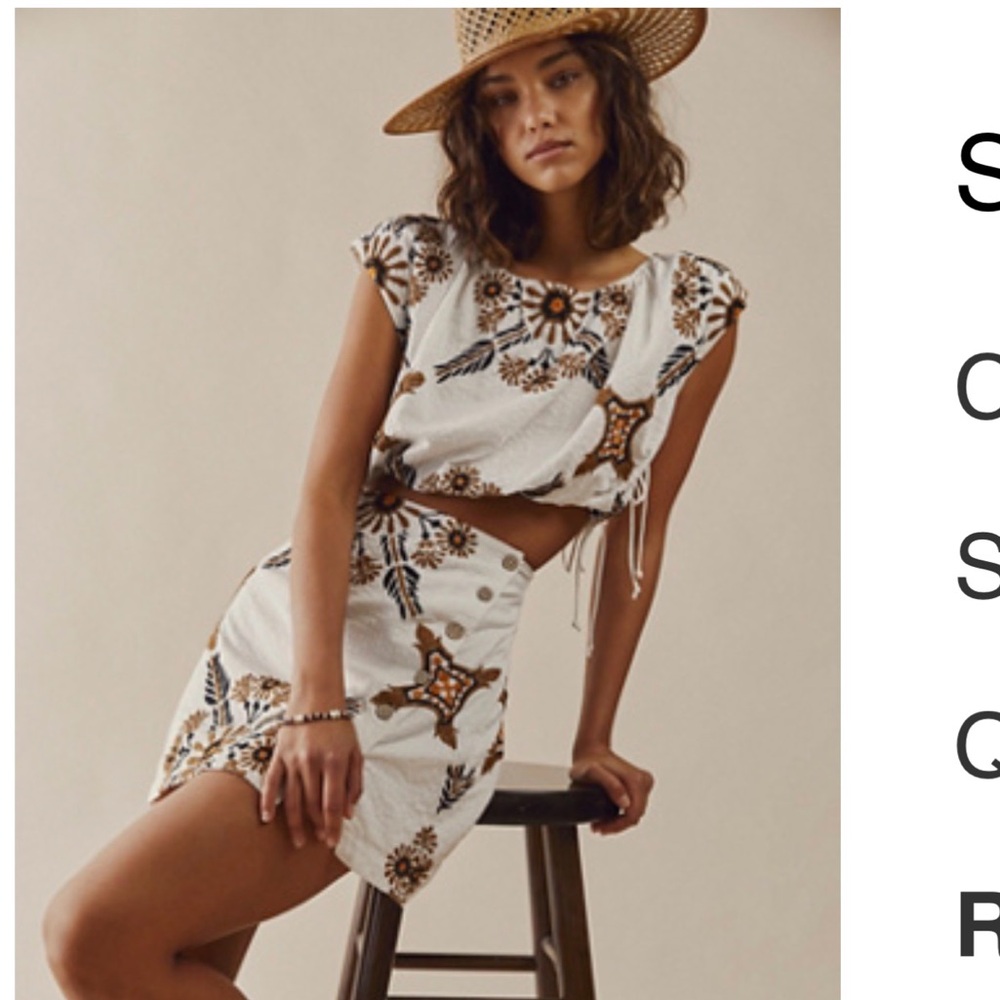 Free People White and Brown Floral Dress